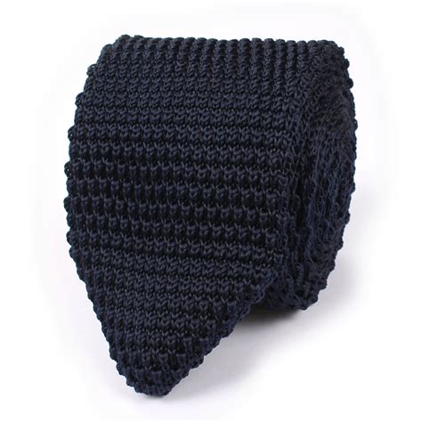 Oxford Navy Blue Pointed Knitted Tie .